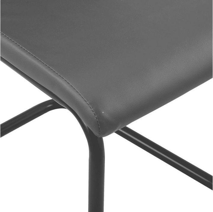 Chaise simili cuir gris et pieds métal noir Adma - Lot de 2 - Photo n°5