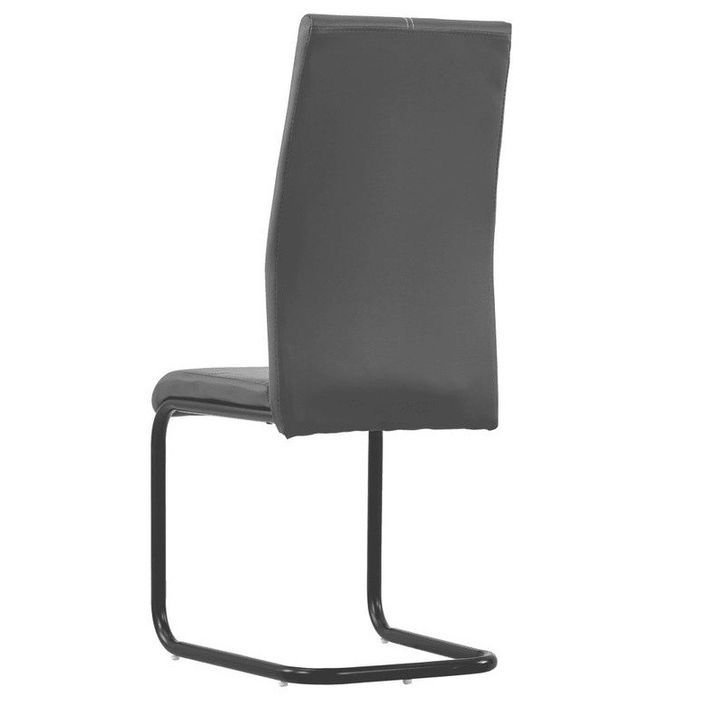 Chaise simili cuir gris et pieds métal noir Adma - Lot de 4 - Photo n°4