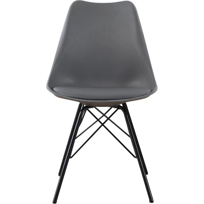 Chaise simili cuir gris et pieds métal noir Neman - Lot de 4 - Photo n°3