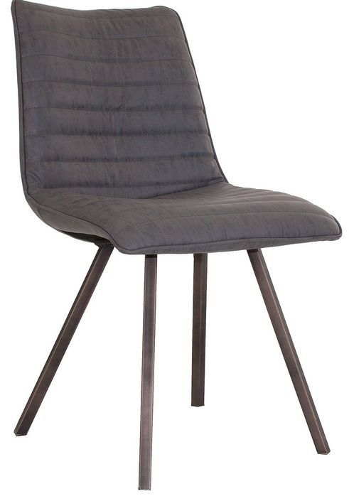 Chaise simili cuir gris et pieds métal Trench - Lot de 2 - Photo n°1