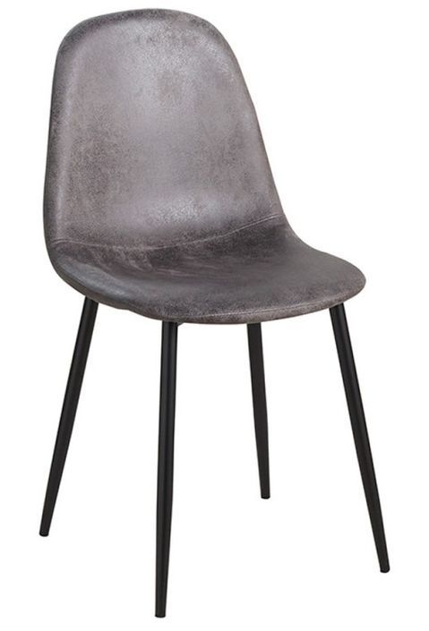 Chaise simili cuir gris foncé vintage et pieds acier noir Kela - Photo n°1