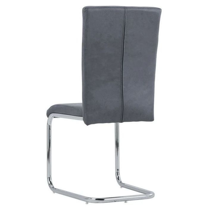 Chaise simili cuir gris suède et pieds métal Nitra - Lot de 2 - Photo n°5