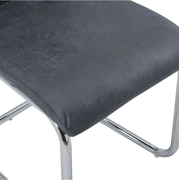 Chaise simili cuir gris suède et pieds métal Nitra - Lot de 4 - Photo n°5