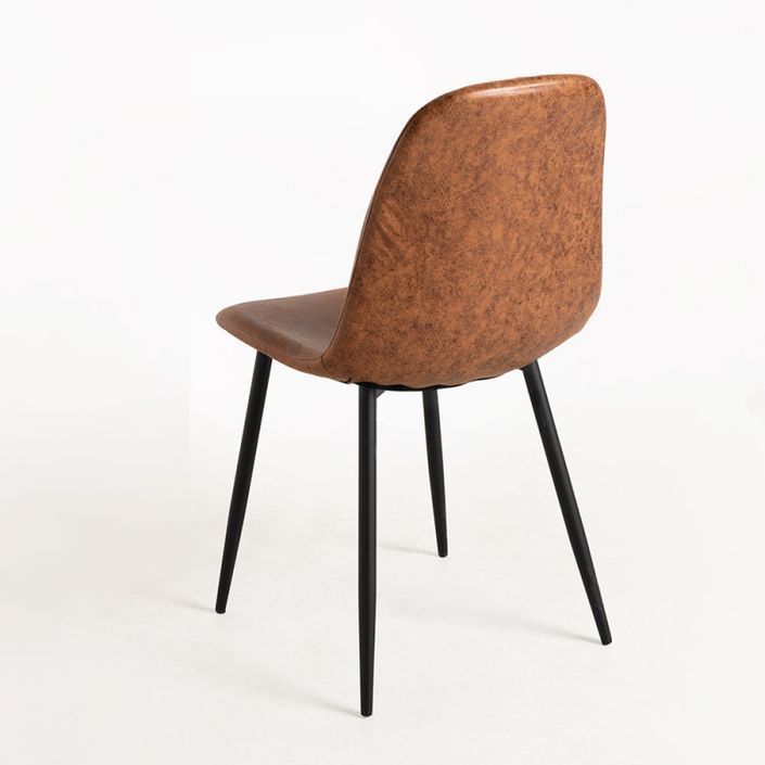 Chaise simili cuir marron clair et pieds acier noir Kuza - Lot de 2 - Photo n°3