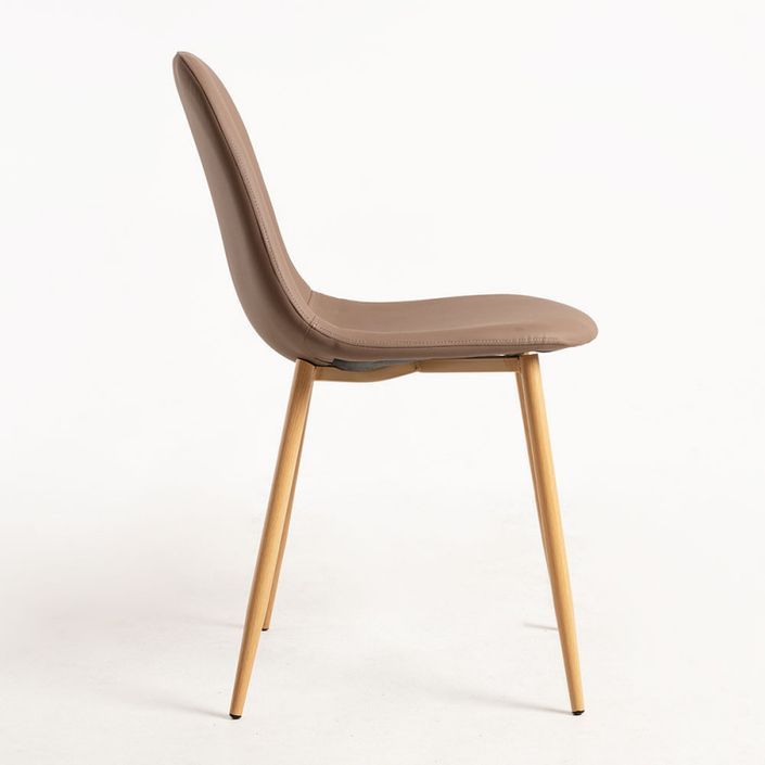 Chaise simili cuir marron clair et pieds métal effet bois naturel Kuza - Lot de 2 - Photo n°2