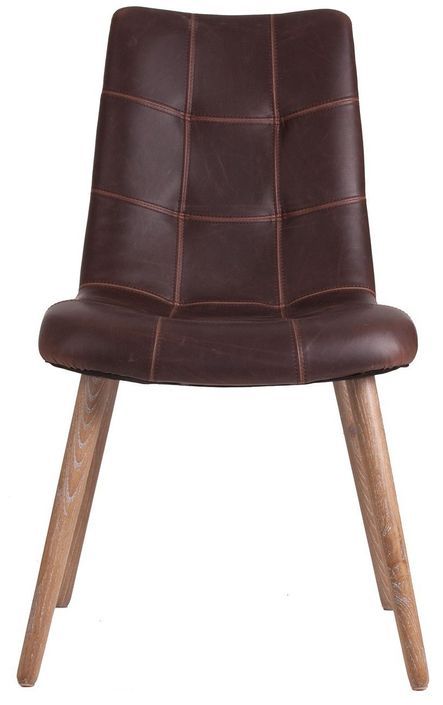 Chaise simili cuir marron et frêne massif clair Ekin - Photo n°2