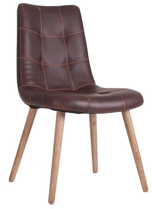 Chaise simili cuir marron et frêne massif clair Ekin - Photo n°1
