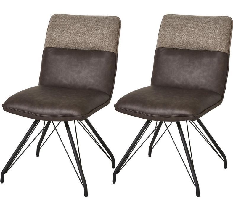 Chaise simili cuir marron et pieds métal noir Collin - Lot de 2 - Photo n°1