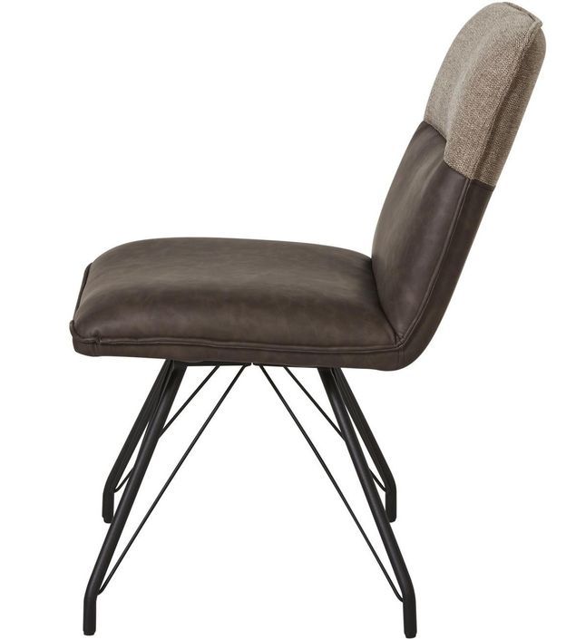 Chaise simili cuir marron et pieds métal noir Collin - Lot de 2 - Photo n°3
