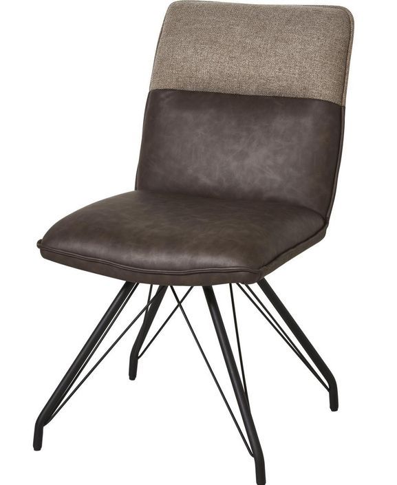 Chaise simili cuir marron et pieds métal noir Collin - Lot de 2 - Photo n°4
