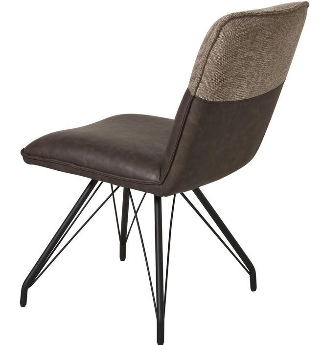 Chaise simili cuir marron et pieds métal noir Collin - Lot de 2 - Photo n°5