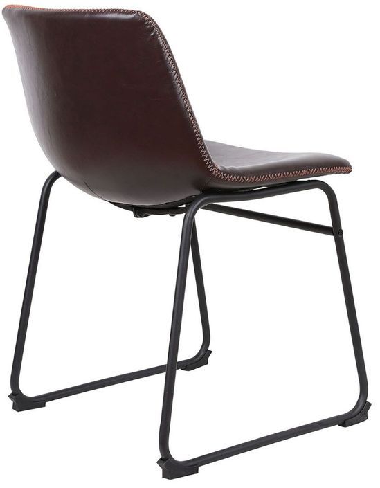 Chaise simili cuir marron foncé et pieds métal noir Famou - Photo n°2
