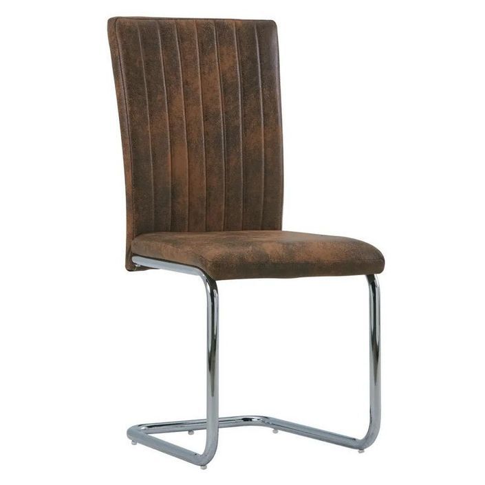 Chaise simili cuir marron suède et pieds métal Nitra - Lot de 4 - Photo n°1