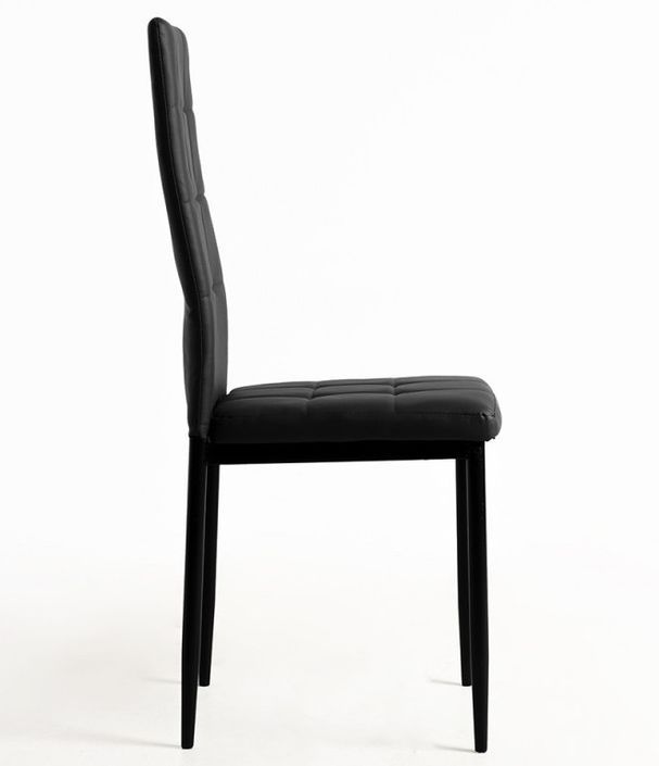 Chaise simili cuir noir capitonné et pieds acier noir Kentor - Photo n°2