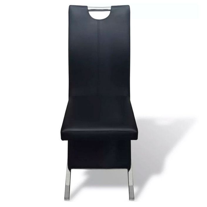 Chaise simili cuir noir et métal chromé Trilo - Lot de 2 - Photo n°2
