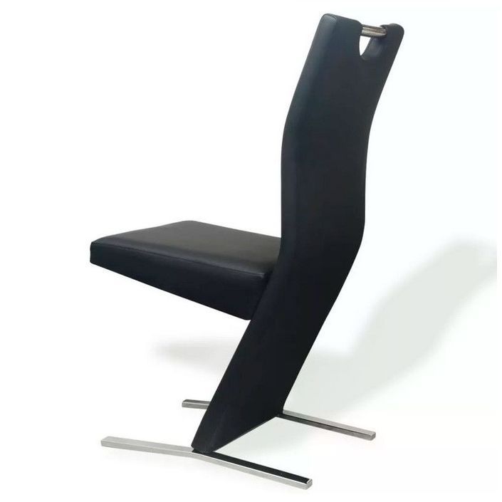 Chaise simili cuir noir et métal chromé Trilo - Lot de 4 - Photo n°4