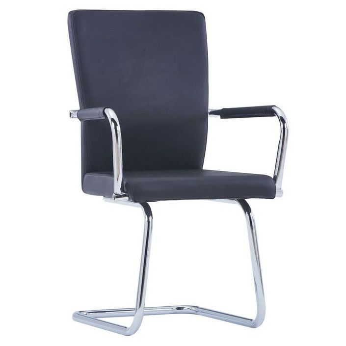 Chaise simili cuir noir et métal chromé Bea - Lot de 4 - Photo n°1