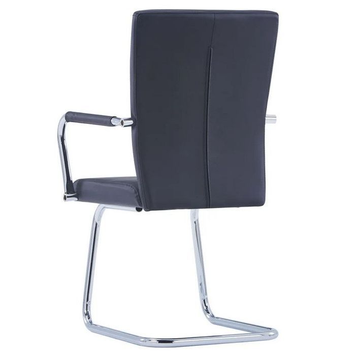 Chaise simili cuir noir et métal chromé Bea - Lot de 4 - Photo n°4