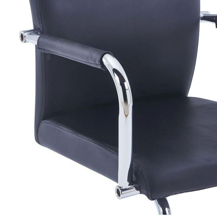 Chaise simili cuir noir et métal chromé Bea - Lot de 4 - Photo n°5