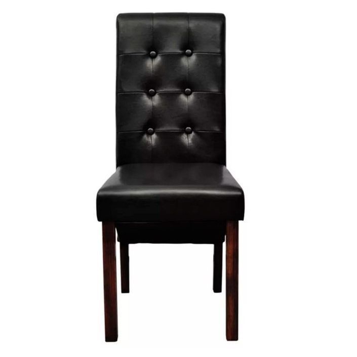 Chaise simili cuir noir et pieds bois massif Zinar - Lot de 2 - Photo n°1