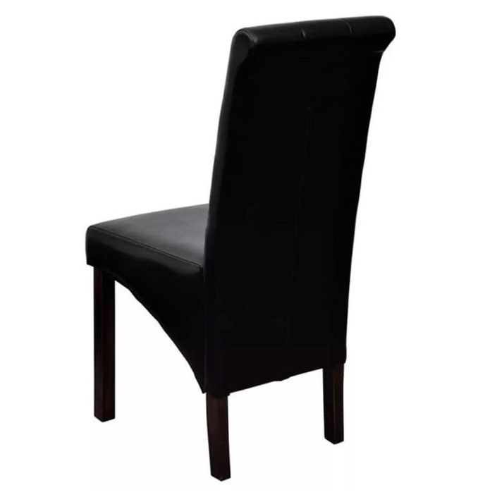 Chaise simili cuir noir et pieds bois massif Zinar - Lot de 2 - Photo n°2