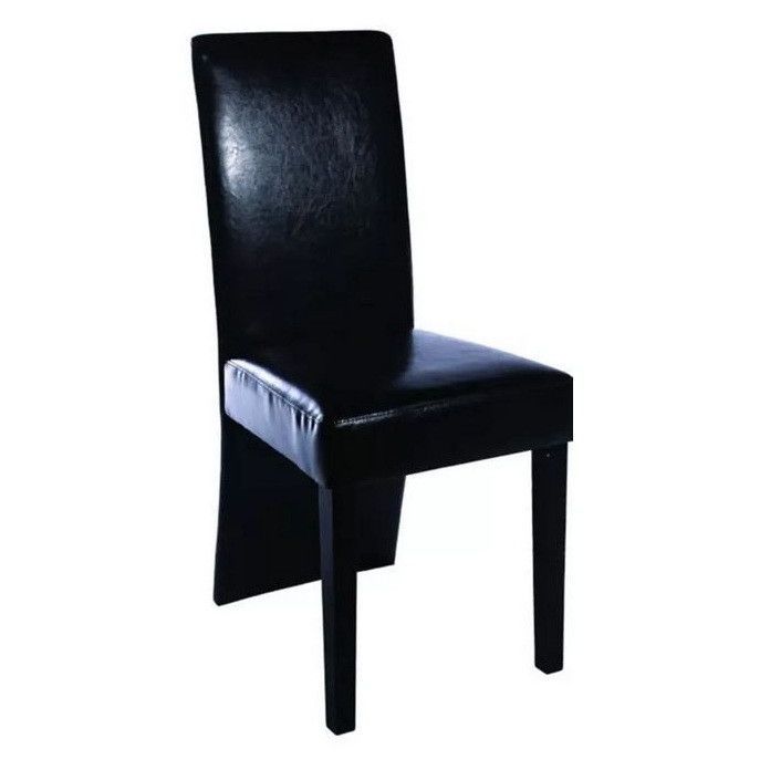 Chaise simili cuir noir et pieds bois noir Conor - Lot de 2 - Photo n°2