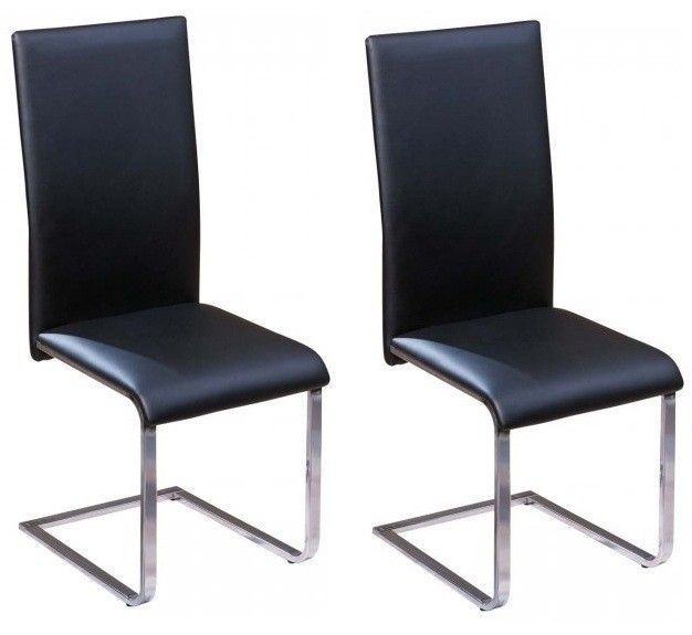 Chaise simili cuir noir et pieds métal chromé Danna - Photo n°4
