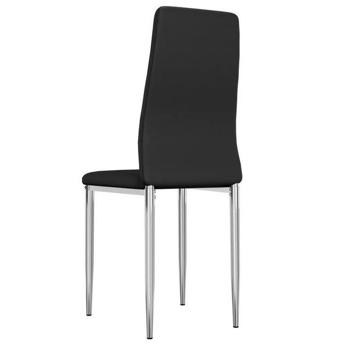 Chaise simili cuir noir et pieds métal chromé Olyr - Lot de 4 - Photo n°4