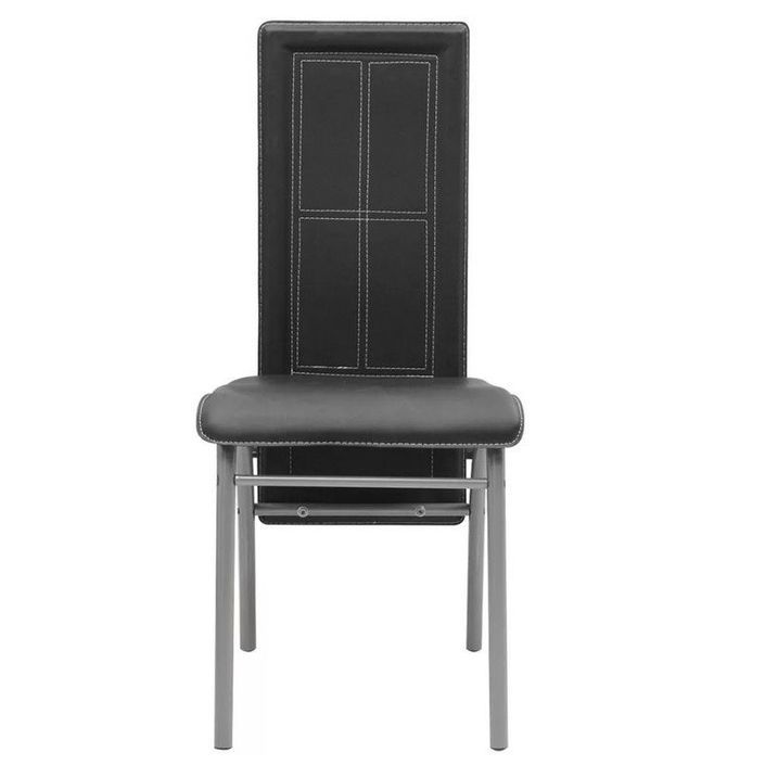 Chaise simili cuir noir et pieds métal gris Pouci - Lot de 2 - Photo n°2