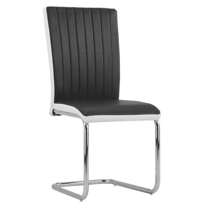 Chaise simili cuir noir et pieds métal Nitra - Lot de 2 - Photo n°2