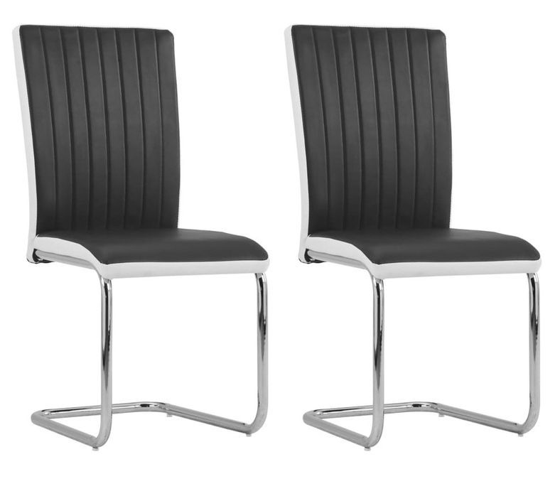 Chaise simili cuir noir et pieds métal Nitra - Lot de 2 - Photo n°1