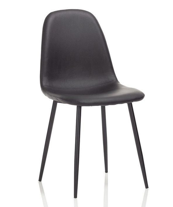 Chaise simili cuir noir et pieds métal noir Danita - Lot de 4 - Photo n°1