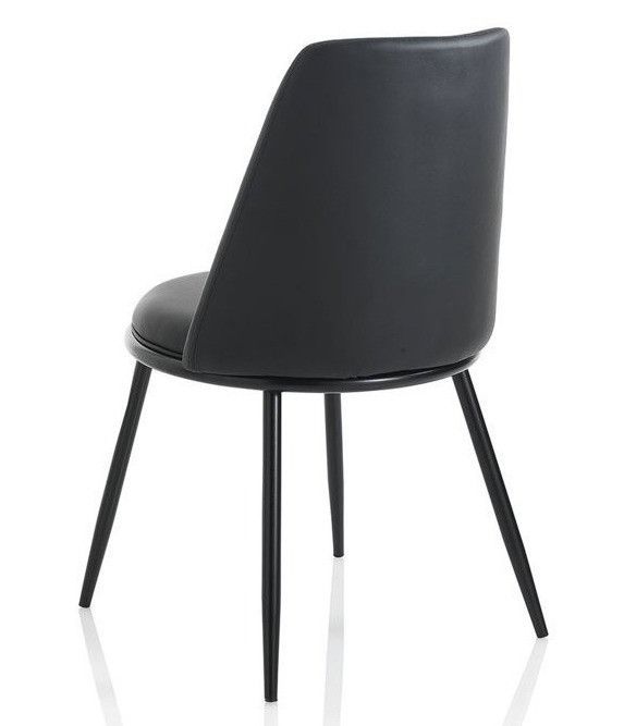 Chaise simili cuir noir et pieds métal noir Pinas - Lot de 2 - Photo n°2