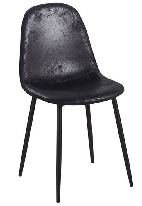 Chaise simili cuir noir vintage et pieds acier noir Kela - Photo n°1
