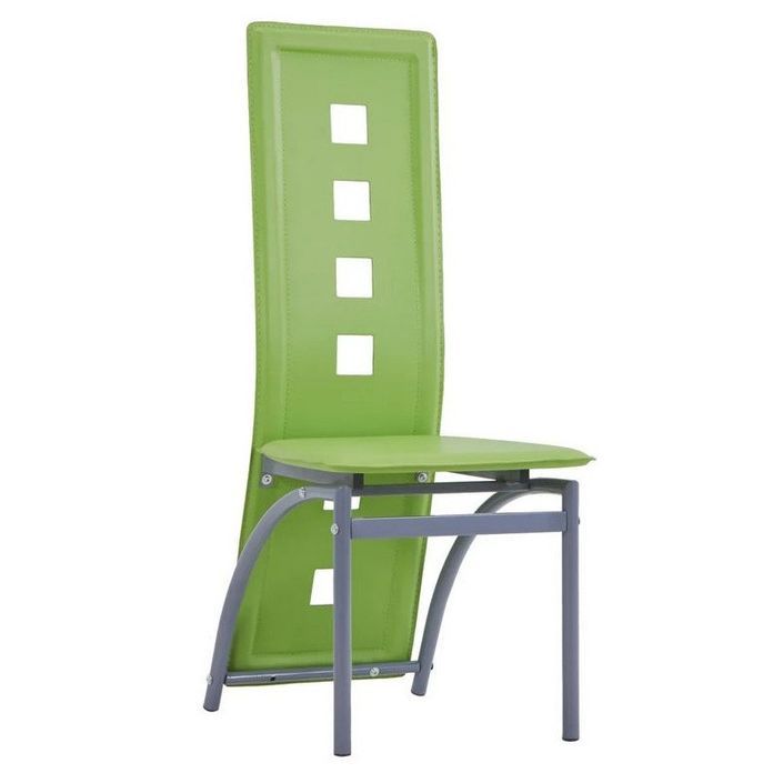 Chaise simili cuir vert anis et pieds métal Ceaney - Lot de 2 - Photo n°2