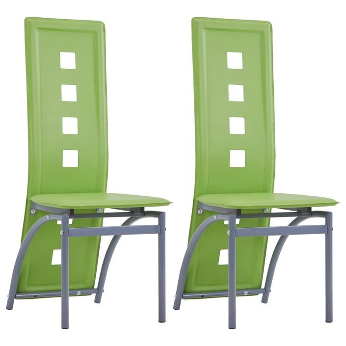 Chaise simili cuir vert anis et pieds métal Ceaney - Lot de 2 - Photo n°1