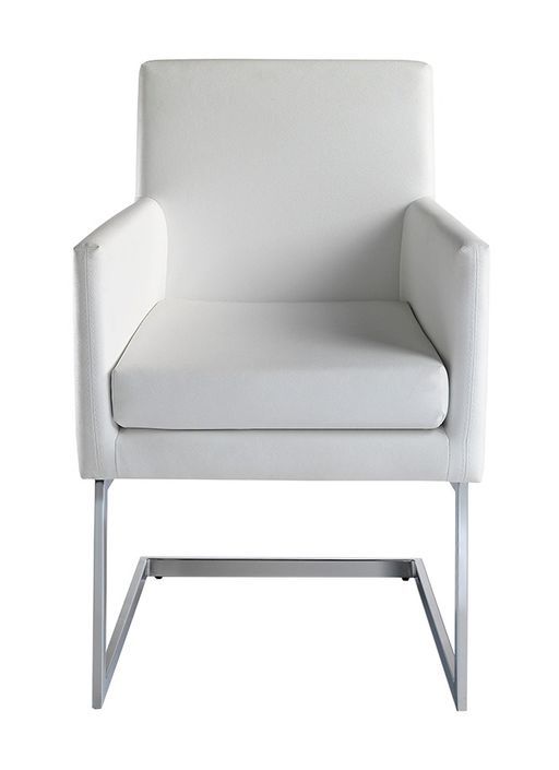 Chaise similicuir blanc et pieds acier chromé Amelia - Photo n°3