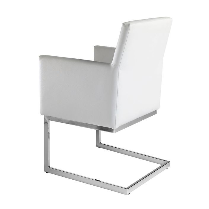Chaise similicuir blanc et pieds acier chromé Amelia - Photo n°5