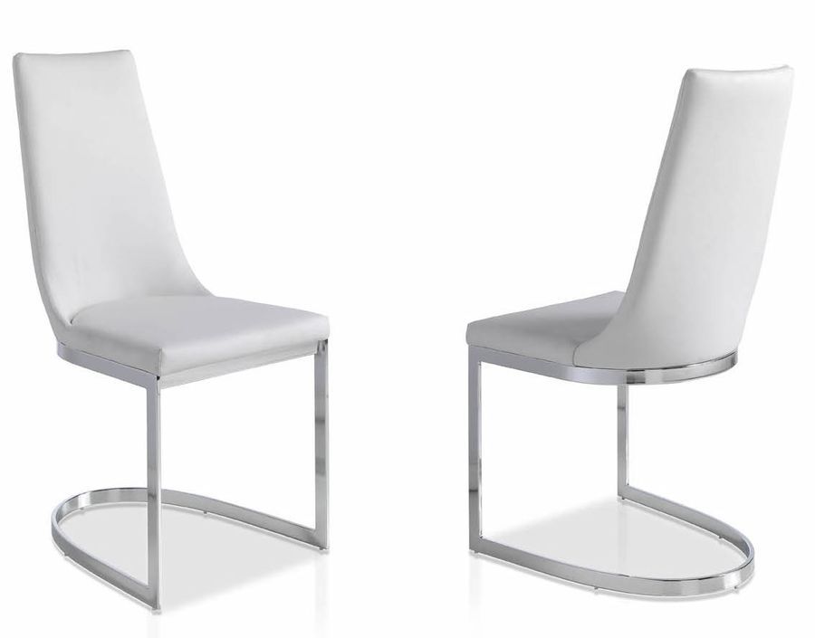 Chaise similicuir blanc et pieds acier inoxydable Akra - lot de 4 - Photo n°2