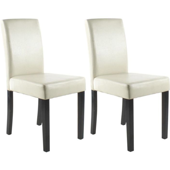Chaise similicuir blanc et pieds bois noir Lara - Lot de 2 - Photo n°1