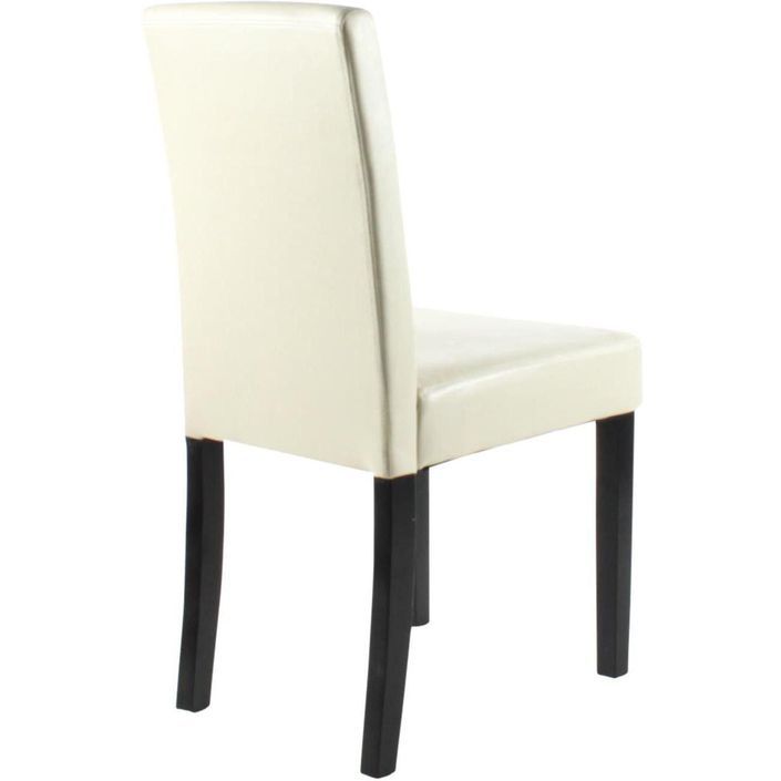 Chaise similicuir blanc et pieds bois noir Lara - Lot de 2 - Photo n°4