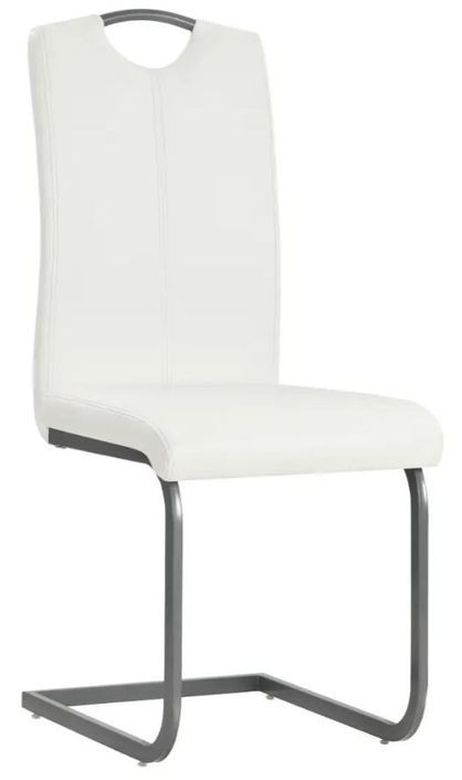 Chaise similicuir blanc et pieds métal chromé Mikarelane - Lot de 4 - Photo n°2