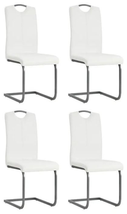 Chaise similicuir blanc et pieds métal chromé Mikarelane - Lot de 4 - Photo n°1