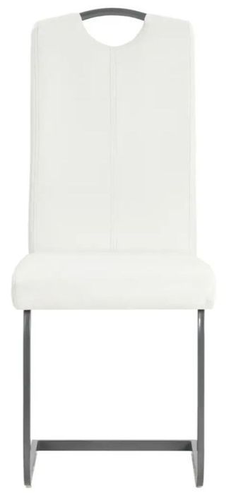 Chaise similicuir blanc et pieds métal chromé Mikarelane - Lot de 4 - Photo n°3