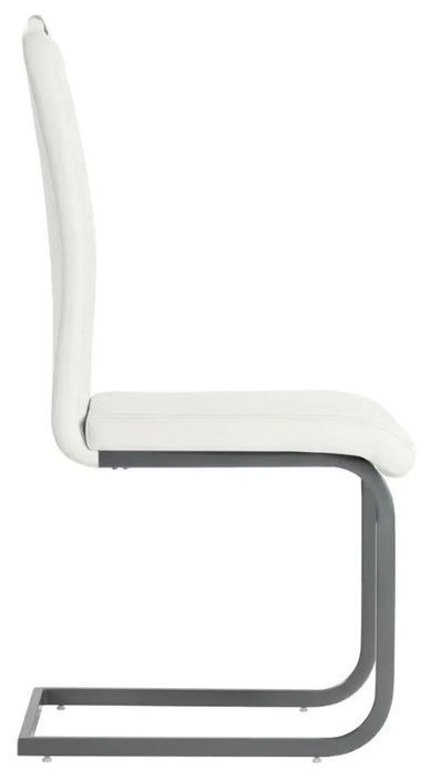 Chaise similicuir blanc et pieds métal chromé Mikarelane - Lot de 4 - Photo n°4