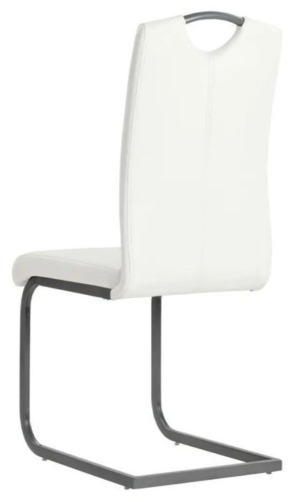 Chaise similicuir blanc et pieds métal chromé Mikarelane - Lot de 4 - Photo n°5