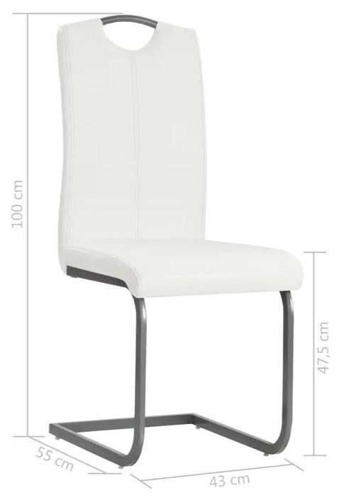 Chaise similicuir blanc et pieds métal chromé Mikarelane - Lot de 4 - Photo n°8
