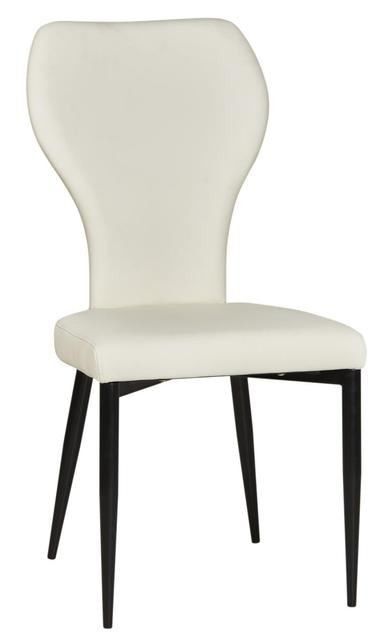 Chaise similicuir blanc et pieds métal noir Via - Lot de 2 - Photo n°1