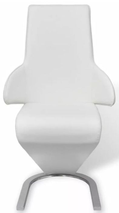 Chaise similicuir blanc et pieds métal Tiffan - Lot de 2 - Photo n°2