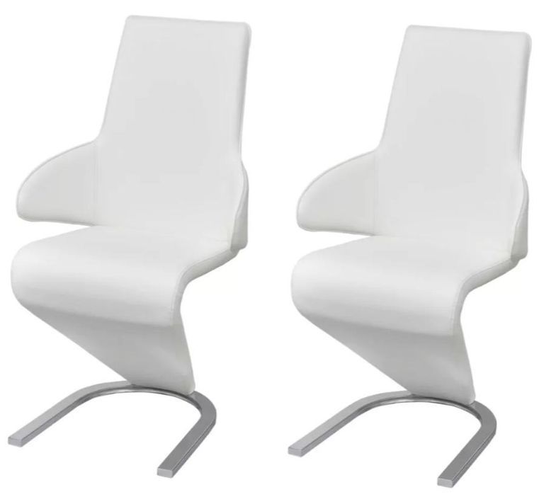Chaise similicuir blanc et pieds métal Tiffan - Lot de 2 - Photo n°4